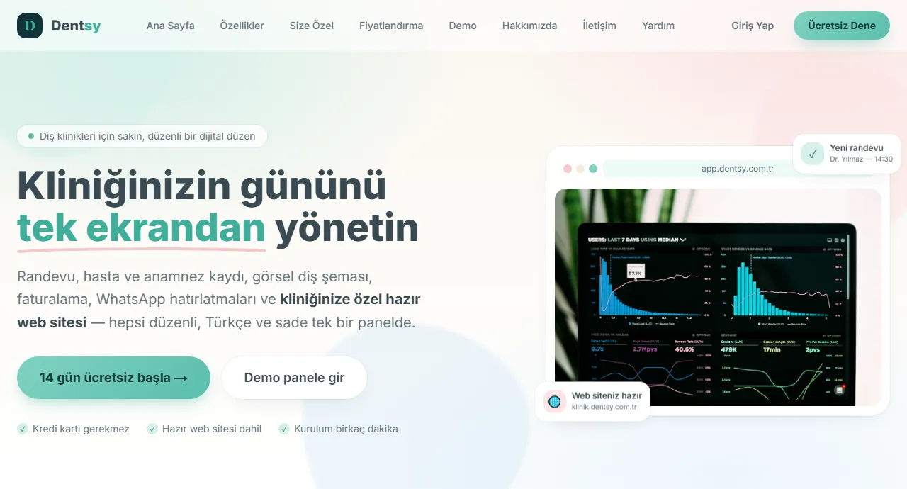 Dentsy — diş kliniği yönetim sistemi