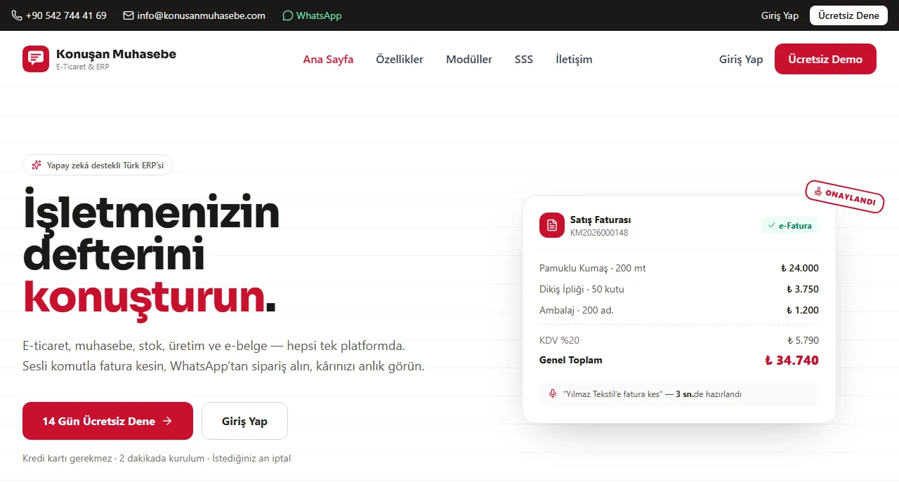 Konuşan Muhasebe — yapay zekâ destekli ön muhasebe