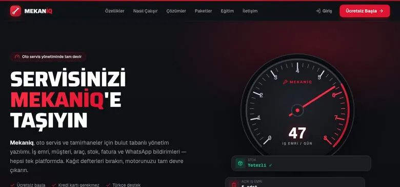 Oto Servis Yönetim Yazılımı · Mekaniq