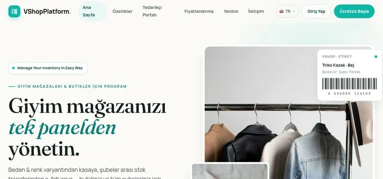 Giyim Mağazası ve Butik Programı · vShop