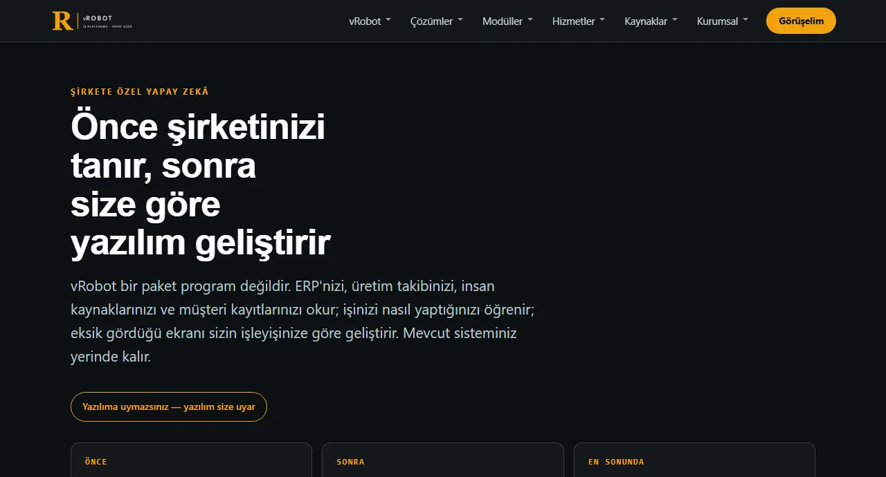 vRobot Platform — şirkete özel yapay zekâ
