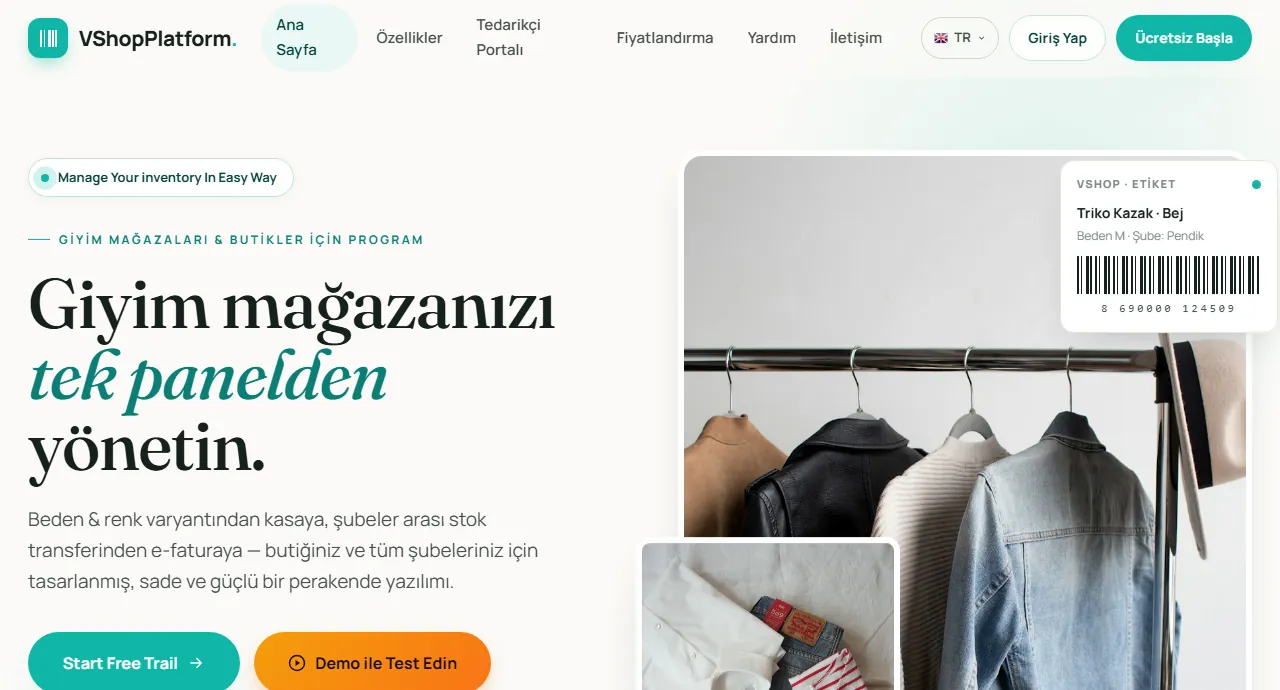 vShop — giyim mağazası ve butik programı